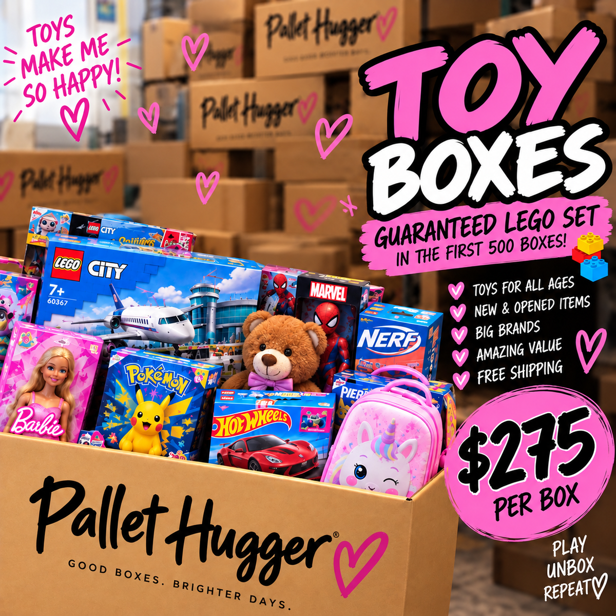 Pallet Hugger® Toy Boxes