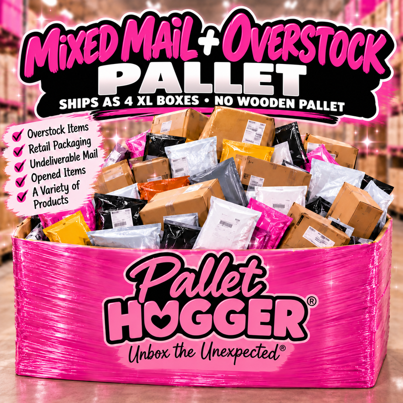 Pallet Hugger Mixed Mail and Overstock Pallet; ships as 4 XL boxes, no wooden pallet; illustrative assortment, contents vary